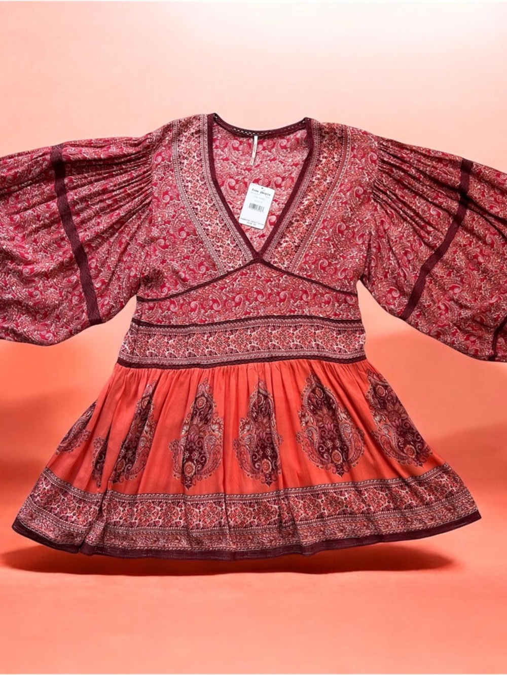 Free People NWT Paisley Boho Mini Dress